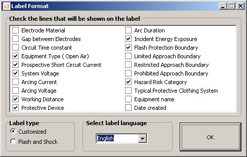 DCAFA Label Format Screen