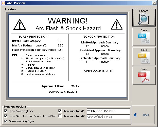 DCAFA Label Preview Screen