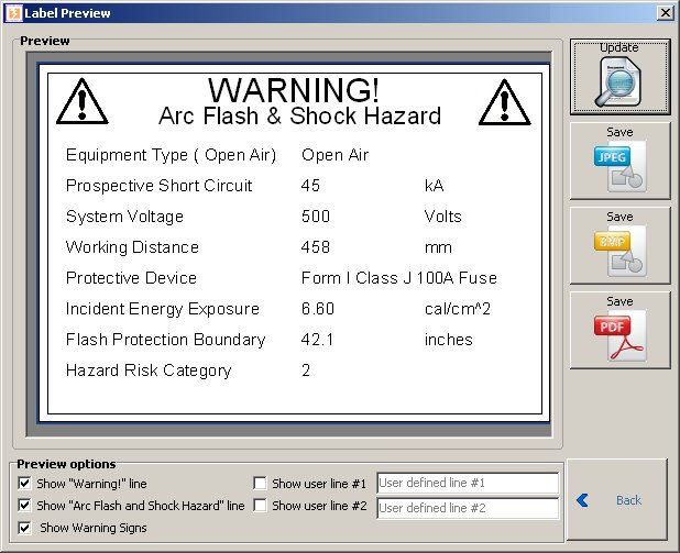 DCAFA Label Preview Screen